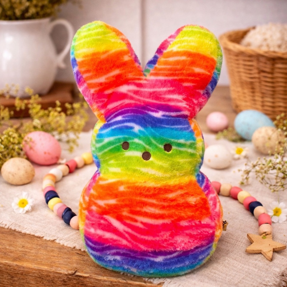 Peeps Rainbow Tie‎ Dye Plush Bunny Stuffed Animal Toy 15”